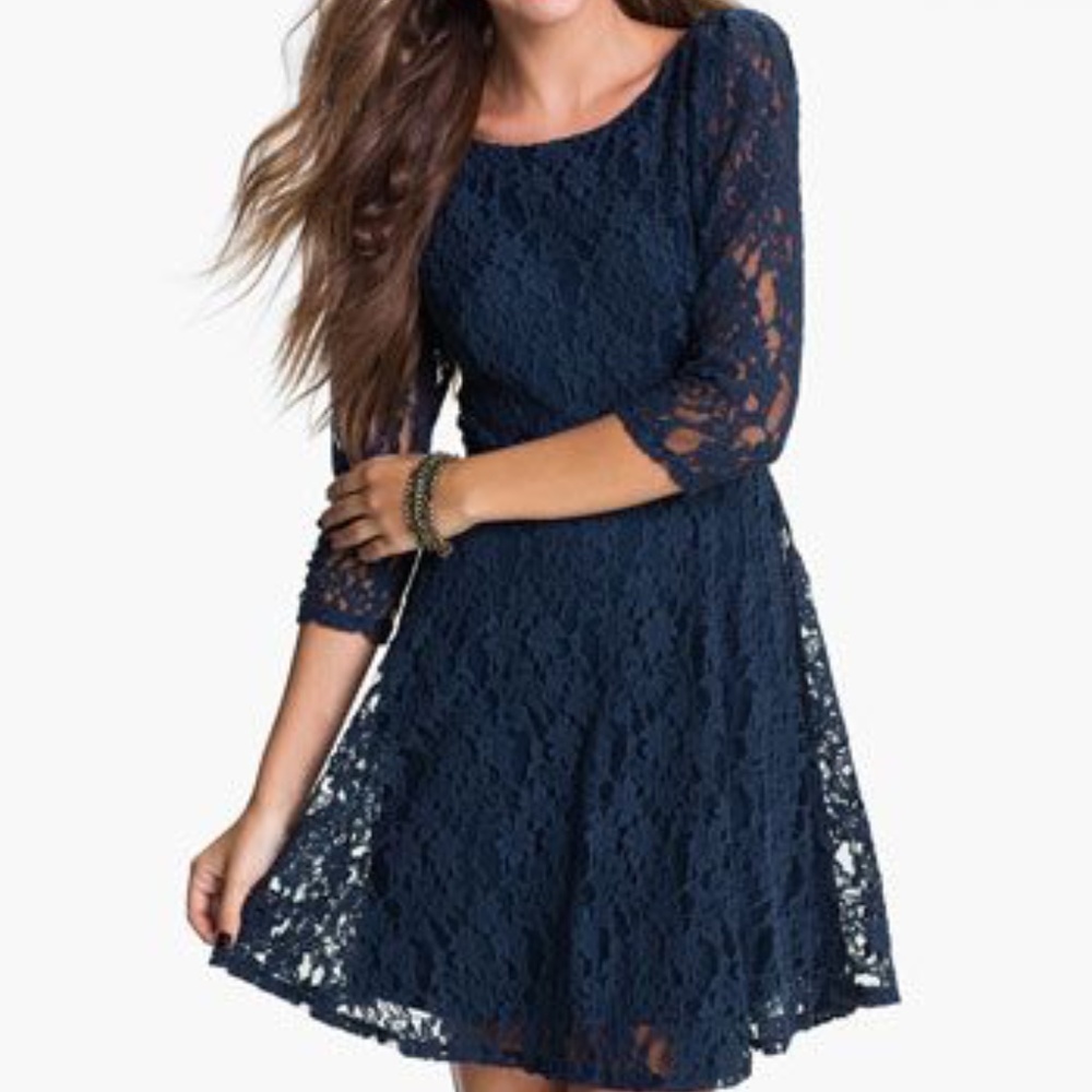 Nordstrom Blue Laced Skater Dress